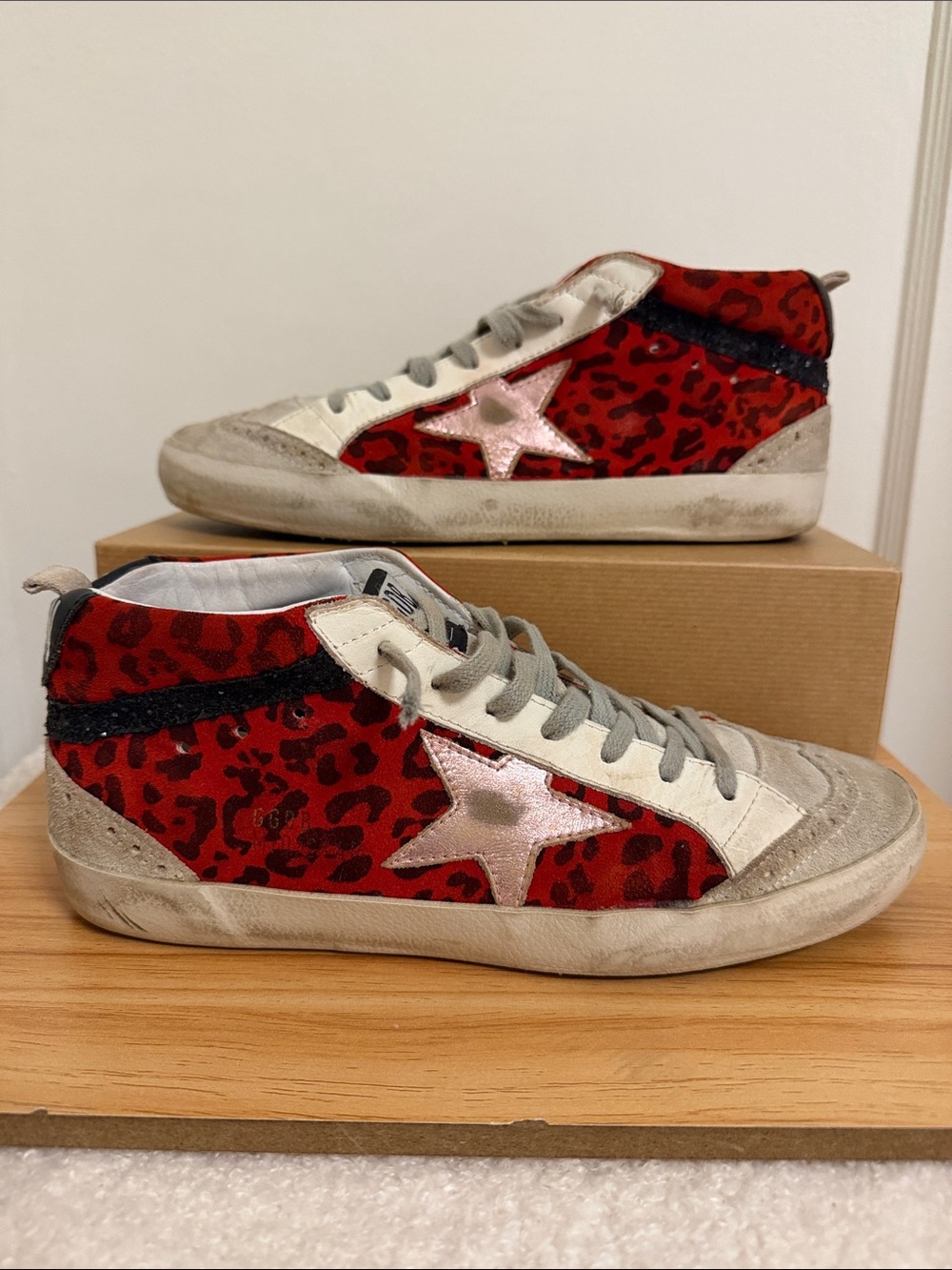 Golden Goose Mid-Star Red Leopard Sneakers